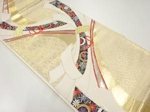 プラチナ箔束ね熨斗に花丸文織出し袋帯